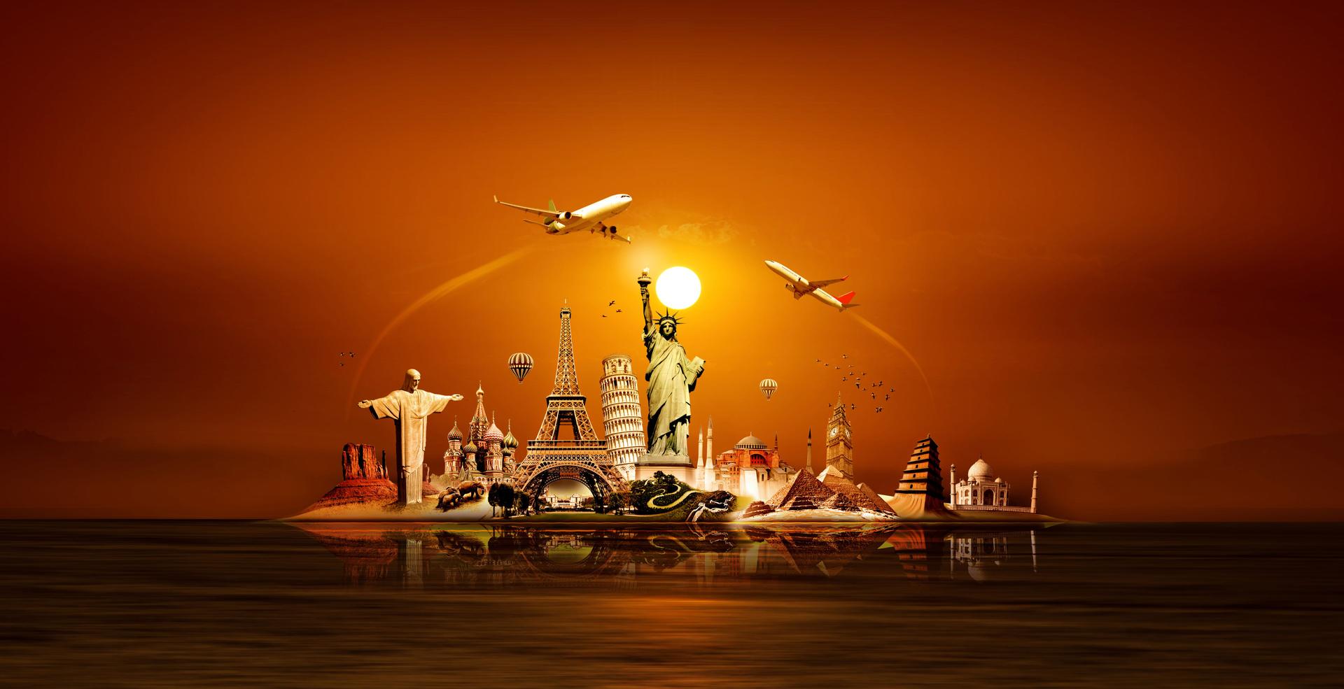 World travel and cultural heritage concept