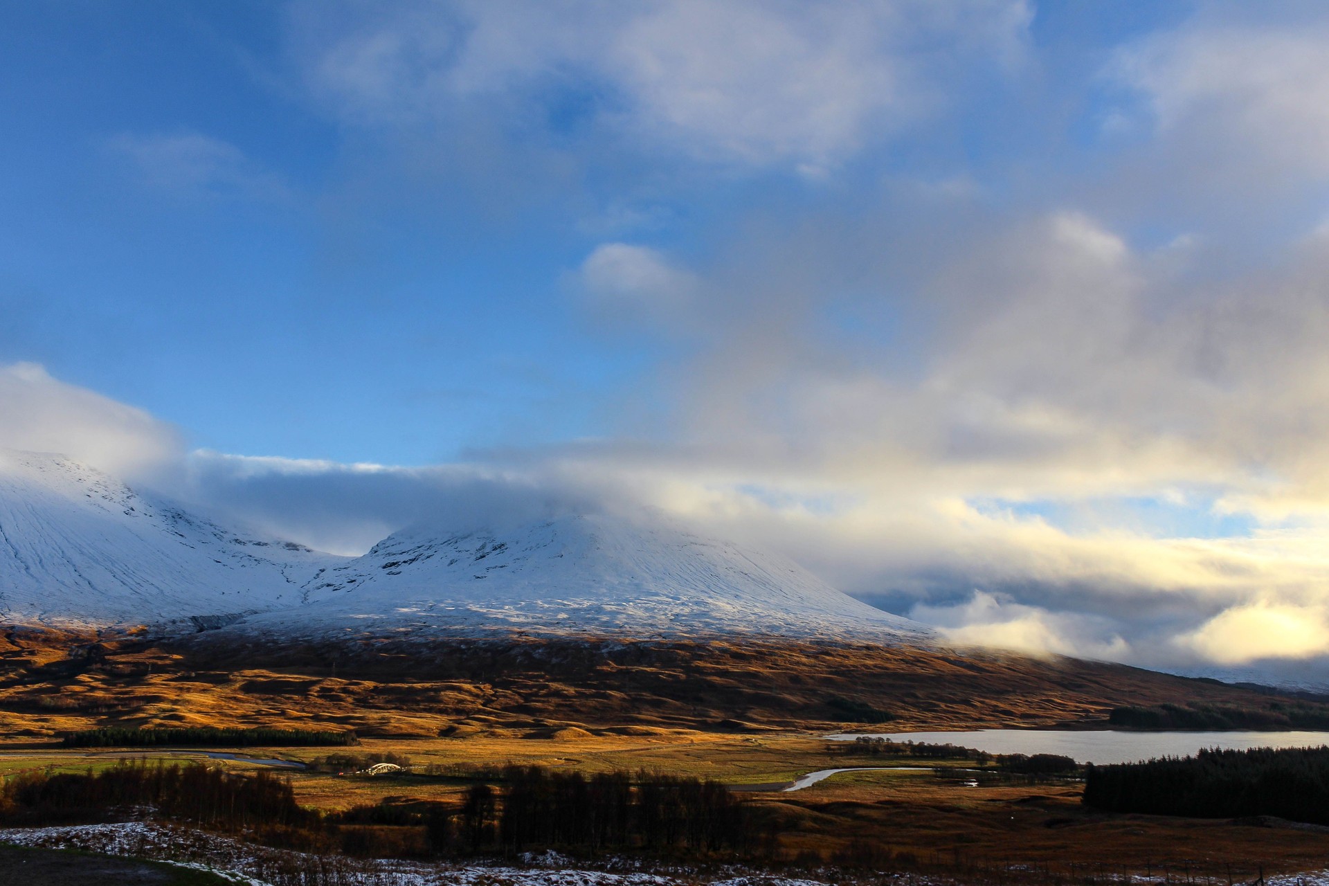 Scottish Highlands Snow Capped Mountains Landscape